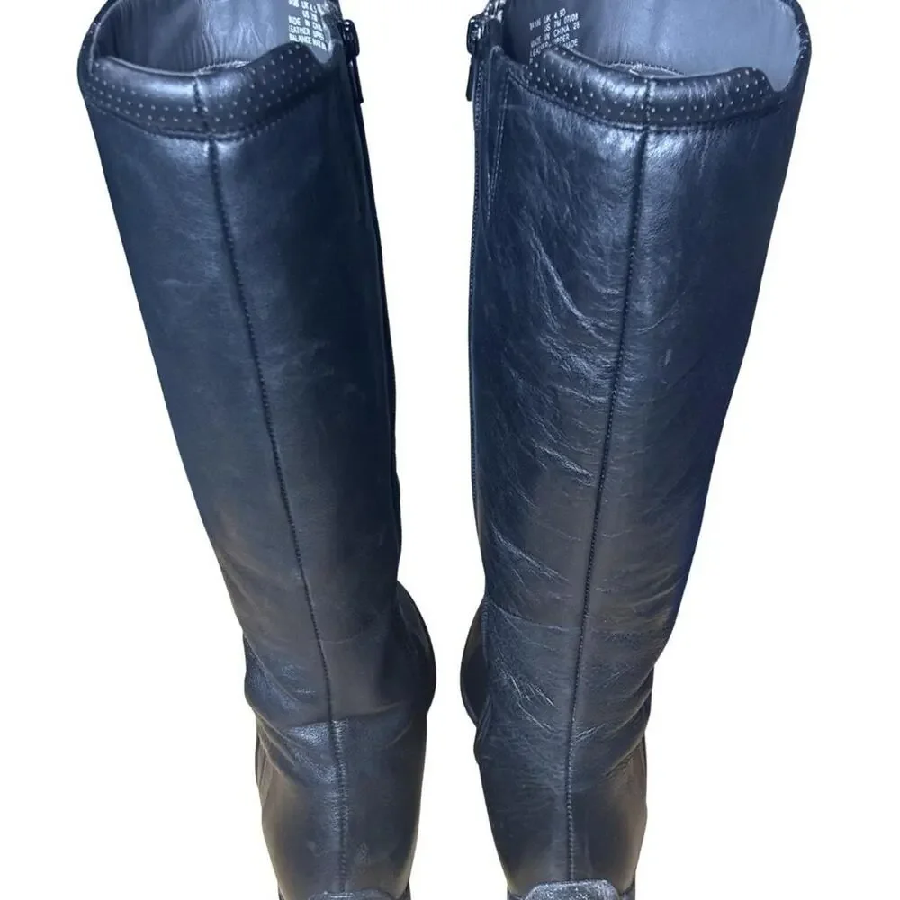 Clarks Black Leather Knee High Riding Boots Women's Size 7 M Wide Calf